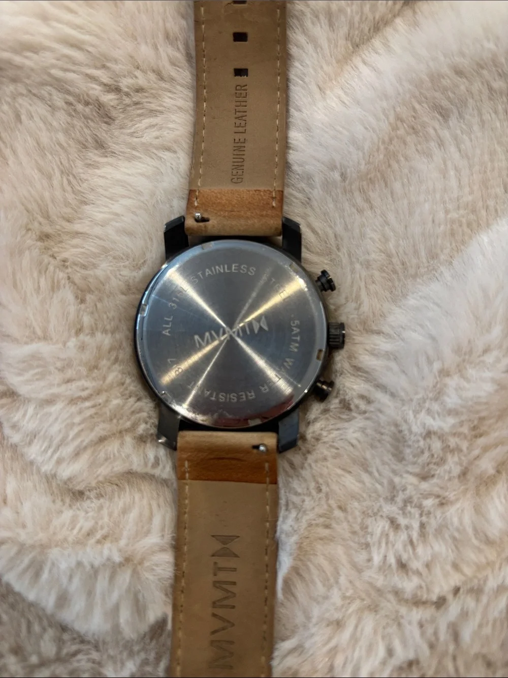 MVMT Black Dial Watch with Tan Leather Strap